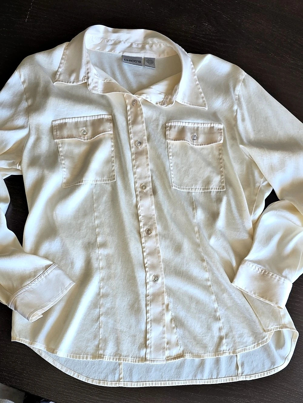 INC International Concepts White Silk Button Down Shirt Like New